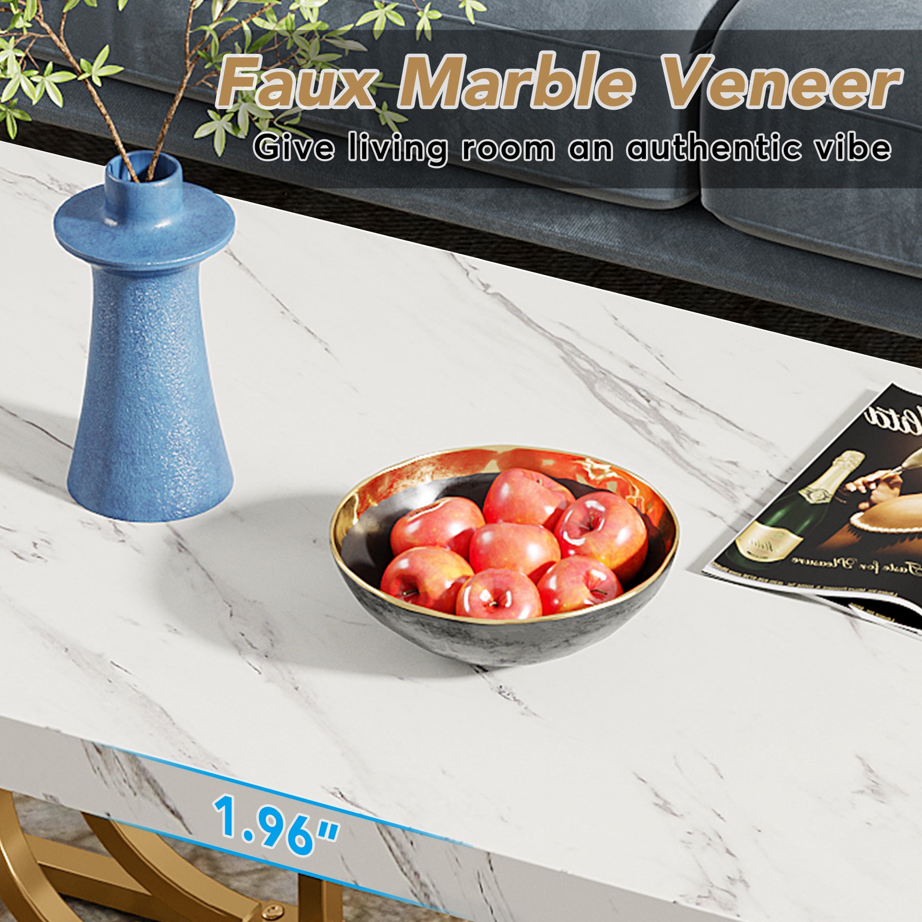 47" Faux Marble Coffee Table